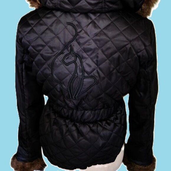 Baby Phat - Quilted Puffer Jacket, w/Leopard lining, Black, USED, size S - Picture 8 of 17
